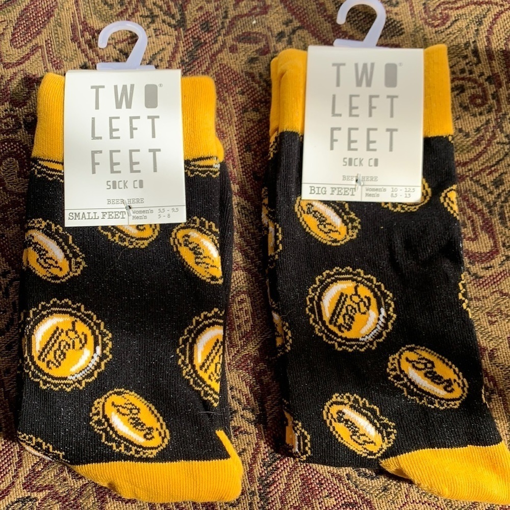 Two Left Feet brand beer socks